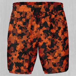 Savage Orange Camo Men's 2 in 1 Shorts