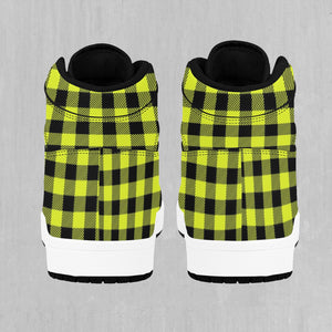 Yellow Checkered Plaid High Top Sneakers