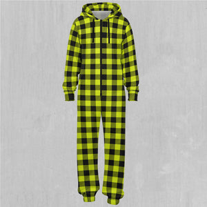 Yellow Checkered Plaid Jumpsuit