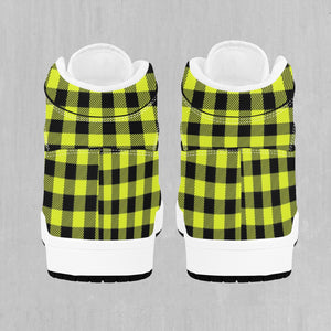 Yellow Checkered Plaid High Top Sneakers