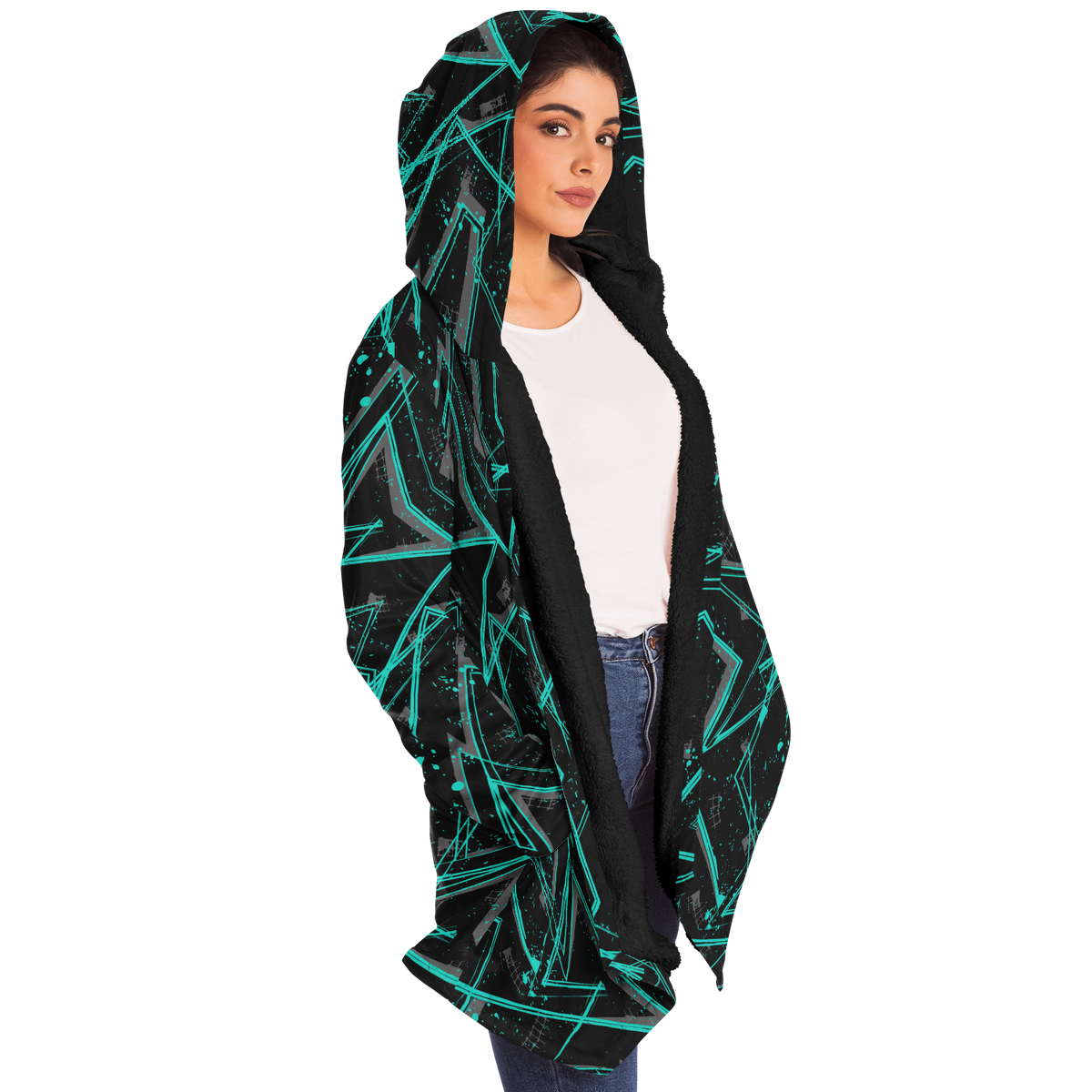 Electrostatic Cloak (Black Fur) - Festival Clothing, Rave Outfits, EDM Gear