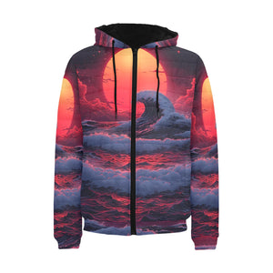 The Synthwave off Kanagawa Puffer Jacket