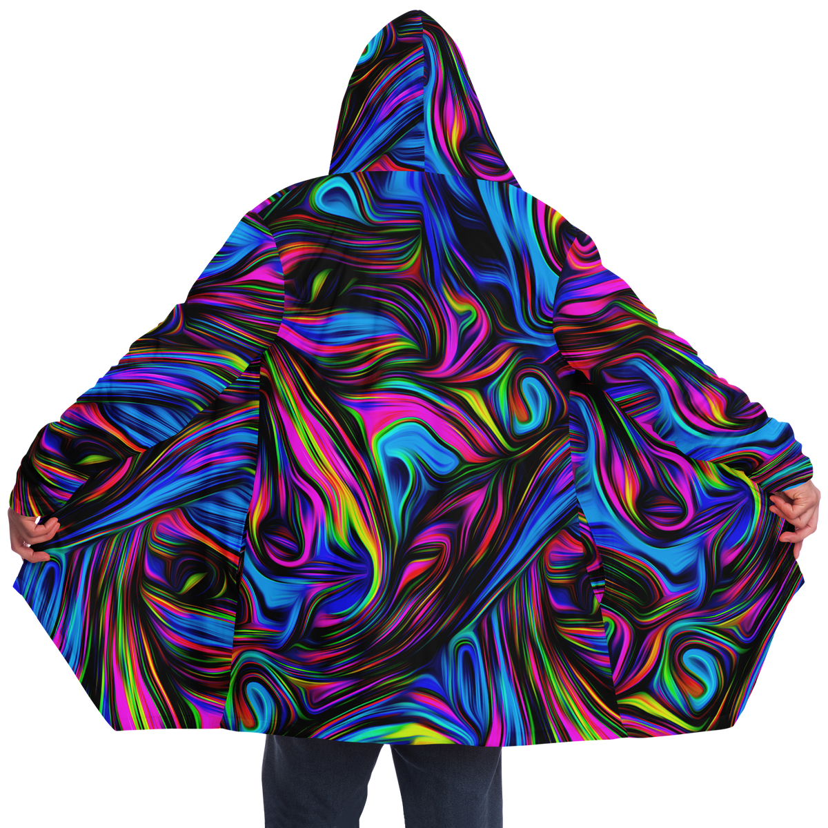 Psychedelic Waves Cloak (Black Fur)