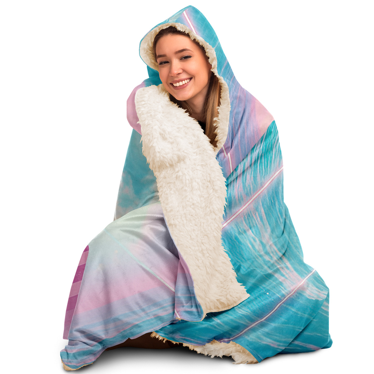 Grid Tide Hooded Blanket