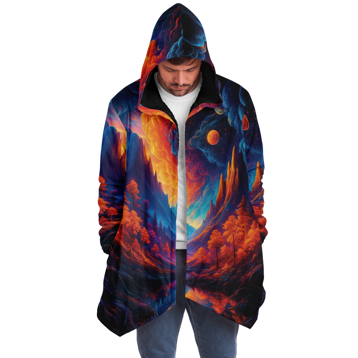 Wonderland Valley Cloak (Black Fur) - Festival Clothing, Rave Outfits, EDM Gear