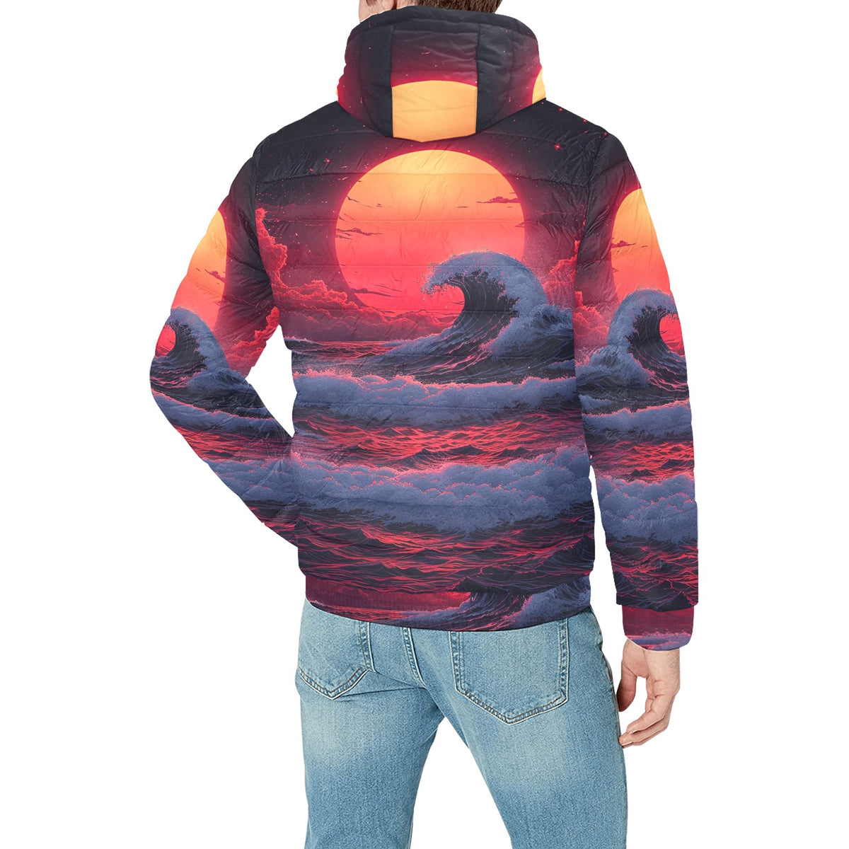 The Synthwave off Kanagawa Puffer Jacket