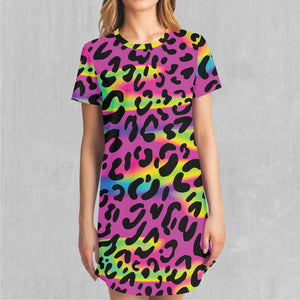 Rave Leopard T-Shirt Dress (Size L)