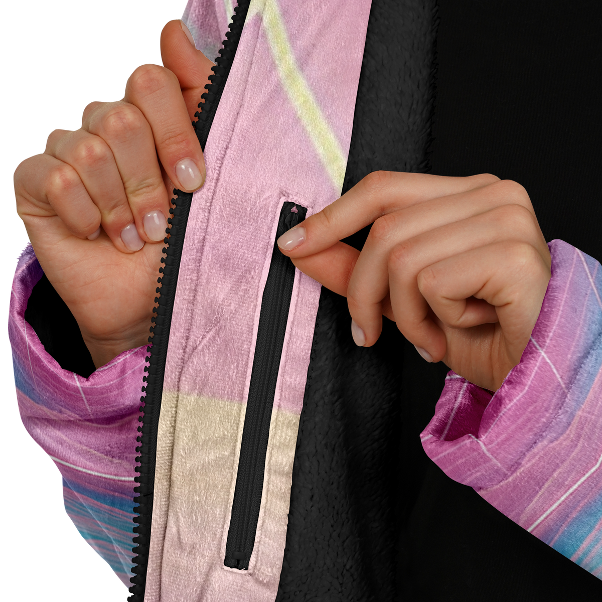 Grid Tide Zip Up Cloak