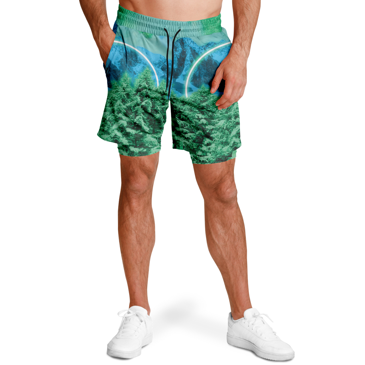 Minty Wonderland Men's 2 in 1 Shorts