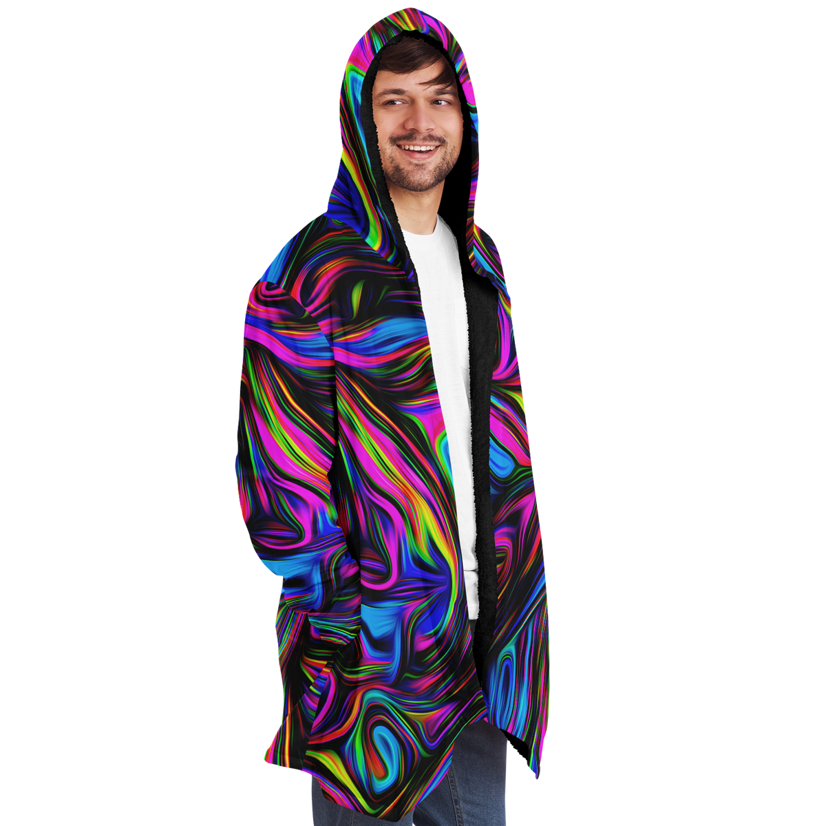 Psychedelic Waves Cloak (Black Fur)