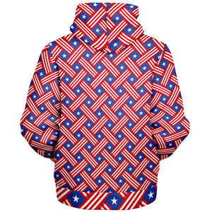 Stars and Stripes Sherpa Hoodie (Black Fur)
