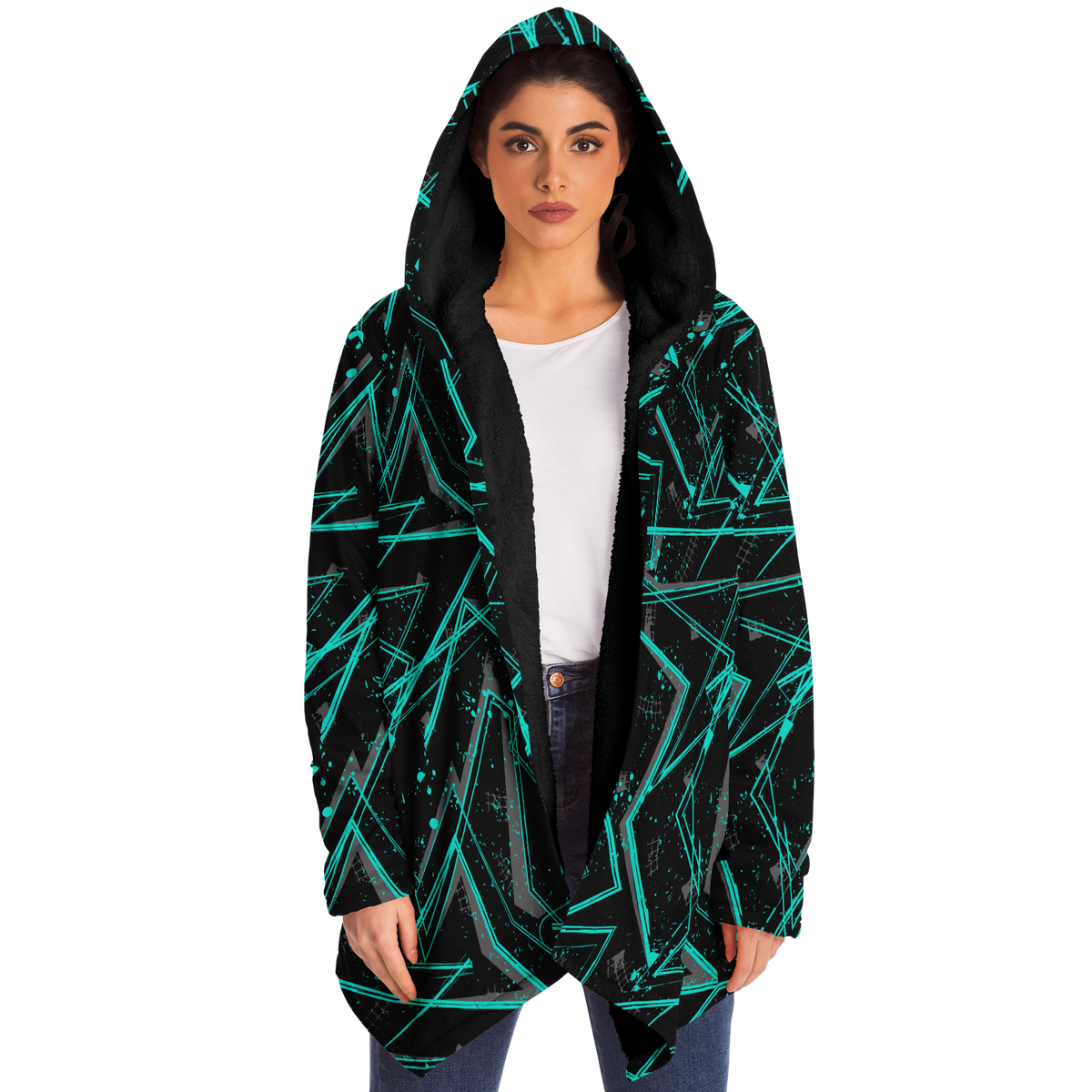 Electrostatic Cloak (Black Fur) - Festival Clothing, Rave Outfits, EDM Gear