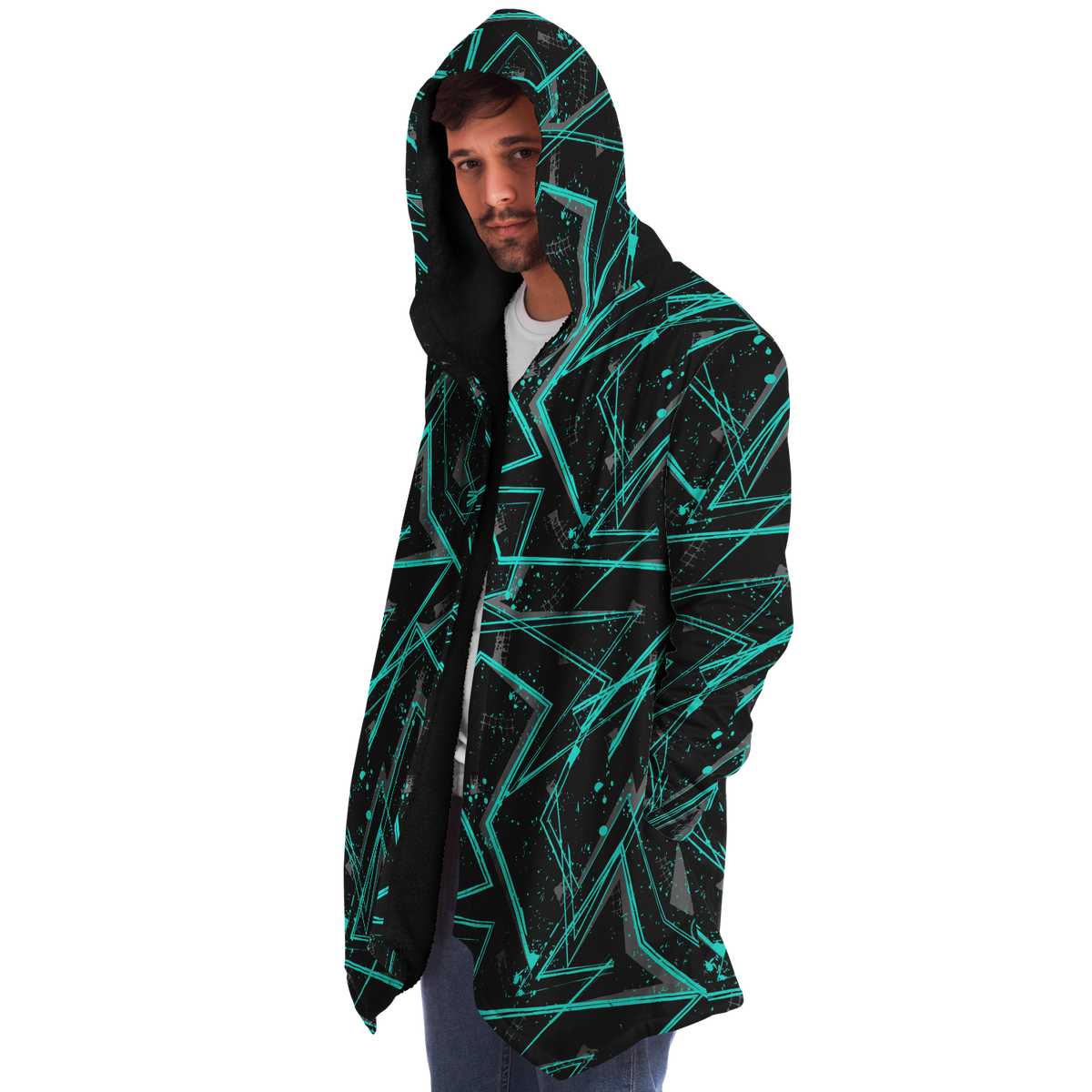 Electrostatic Cloak (Black Fur) - Festival Clothing, Rave Outfits, EDM Gear