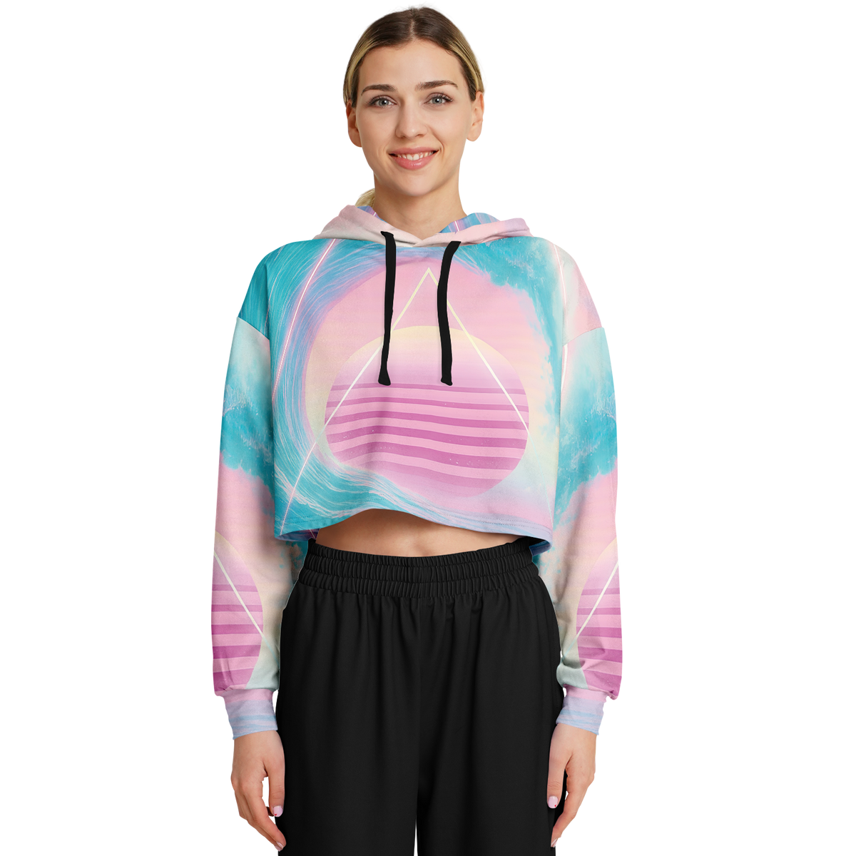 Grid Tide Cropped Hoodie