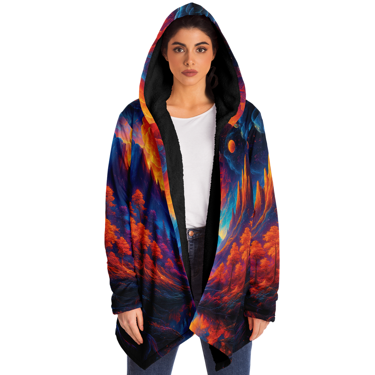 Wonderland Valley Cloak (Black Fur) - Festival Clothing, Rave Outfits, EDM Gear