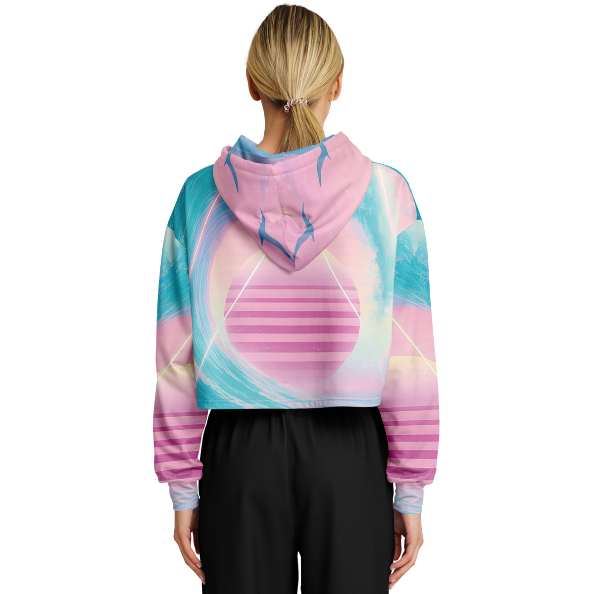 Grid Tide Cropped Hoodie