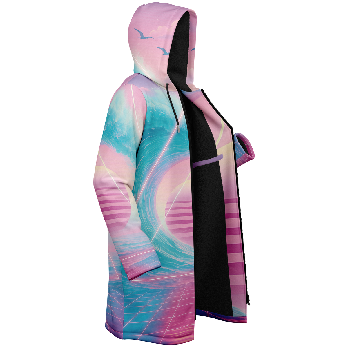 Grid Tide Zip Up Cloak