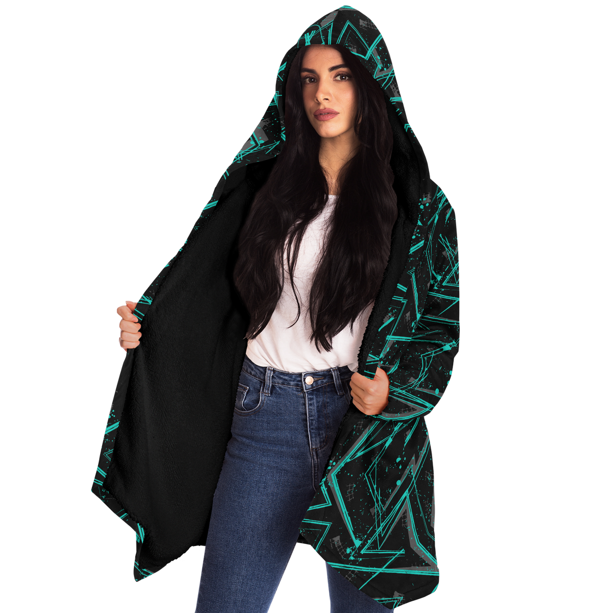 Electrostatic Cloak (Black Fur) - Festival Clothing, Rave Outfits, EDM Gear