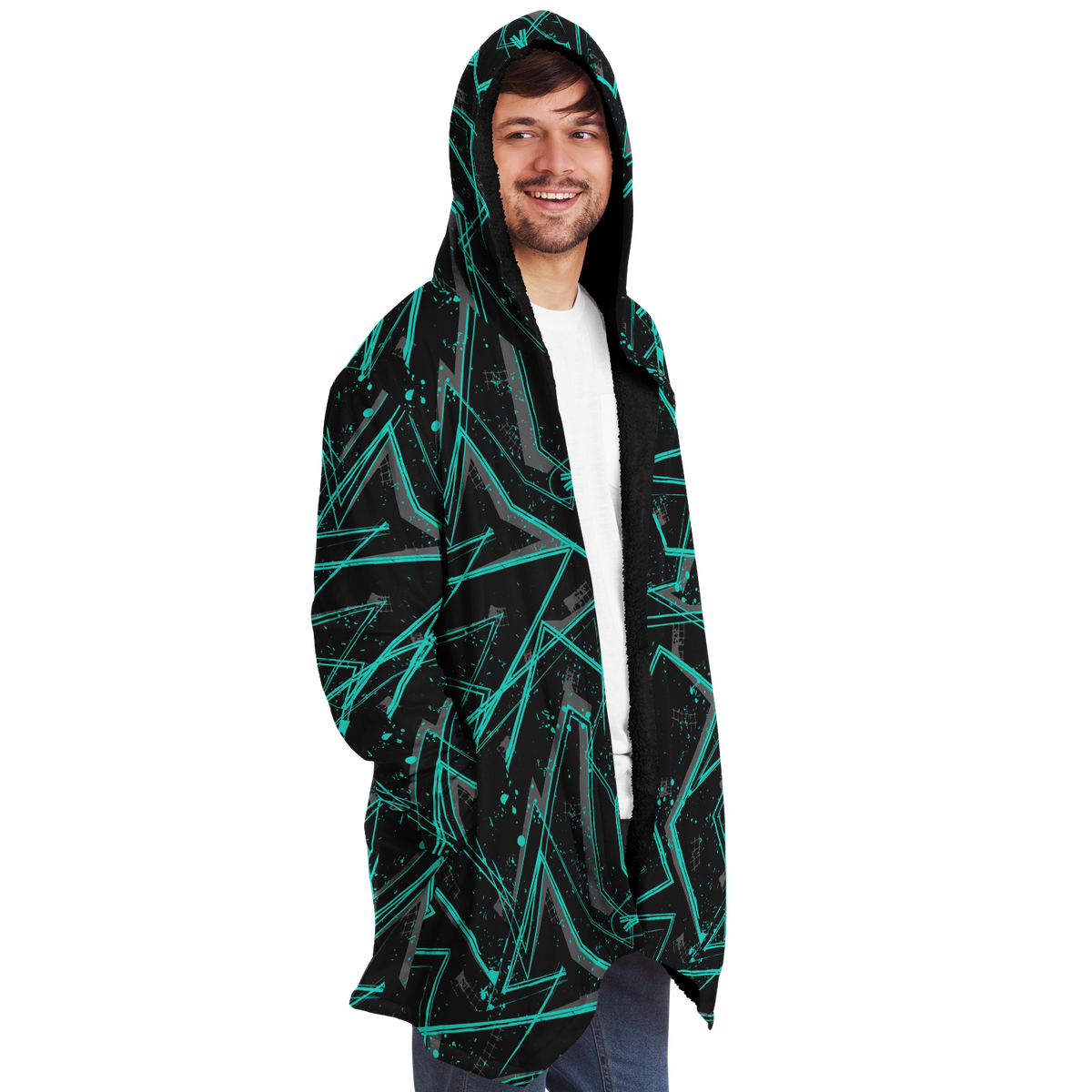 Electrostatic Cloak (Black Fur) - Festival Clothing, Rave Outfits, EDM Gear