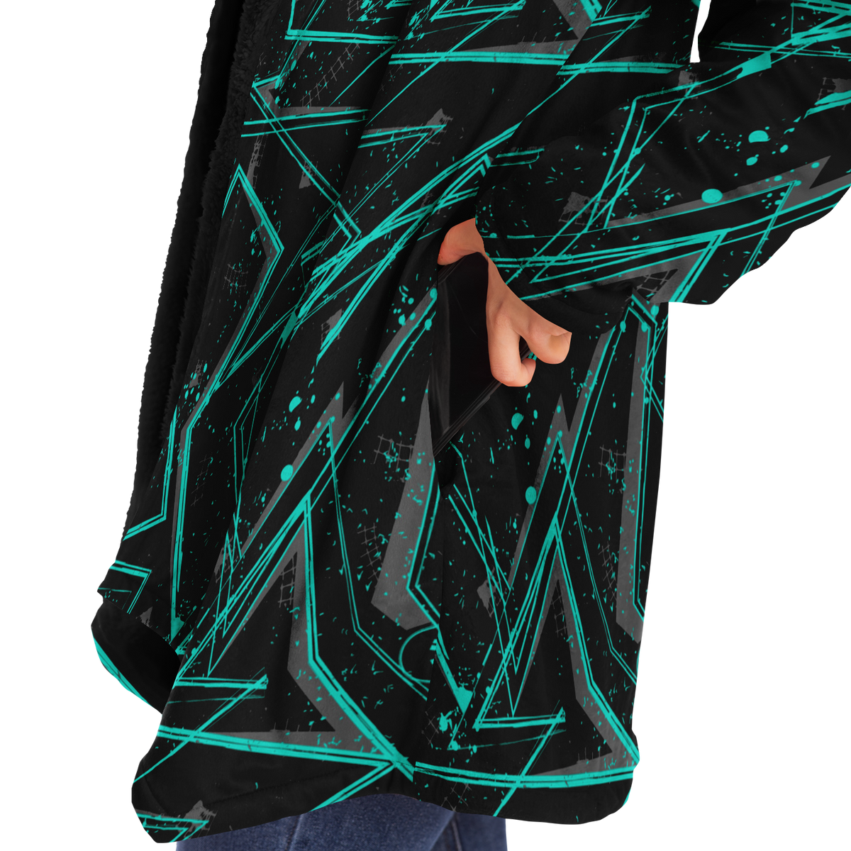 Electrostatic Cloak (Black Fur) - Festival Clothing, Rave Outfits, EDM Gear