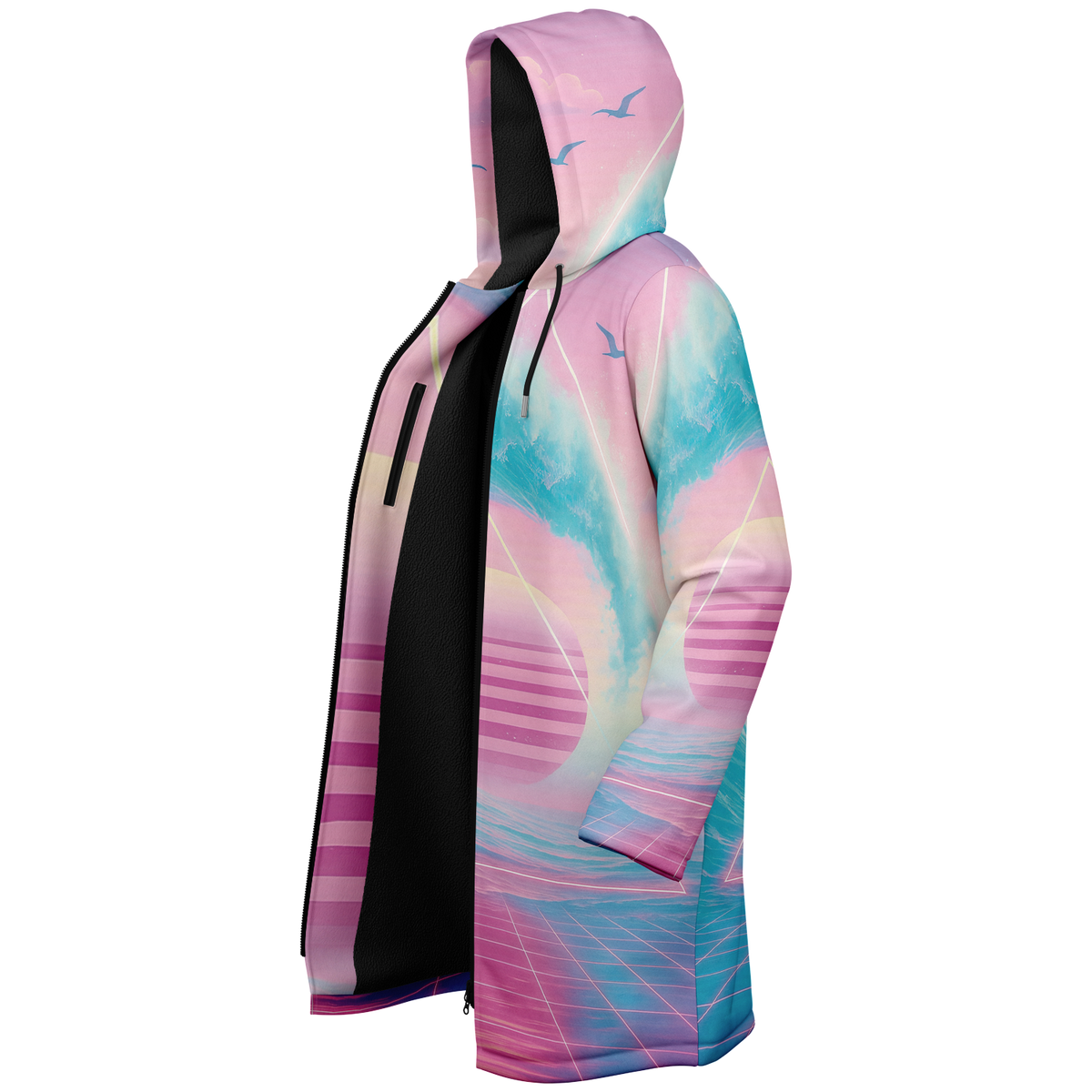 Grid Tide Zip Up Cloak