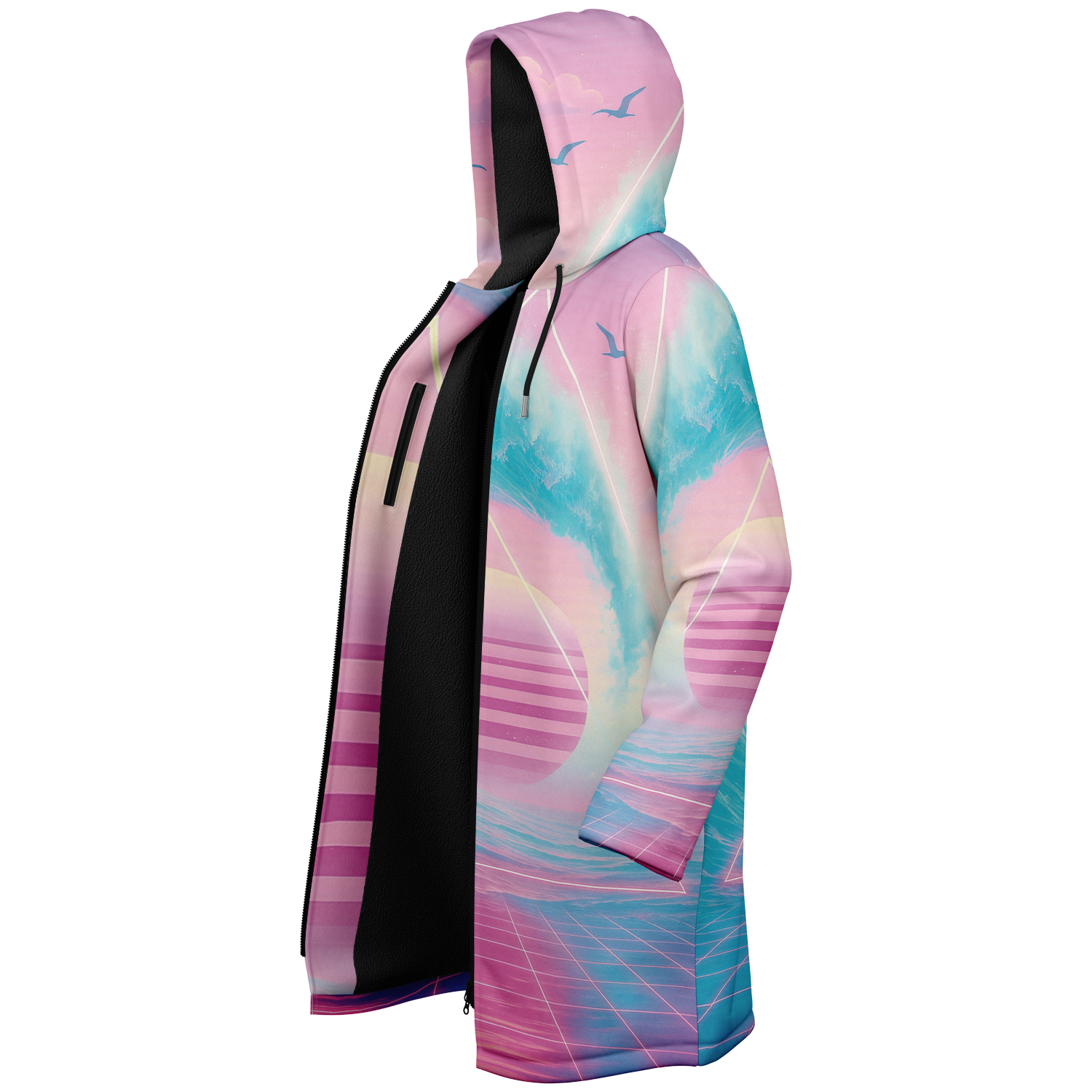 Grid Tide Zip Up Cloak