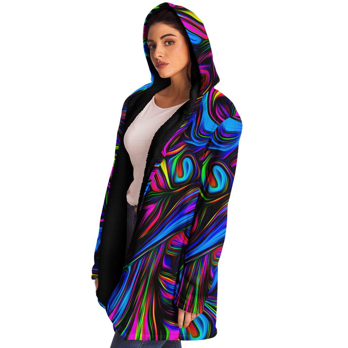 Psychedelic Waves Cloak (Black Fur)