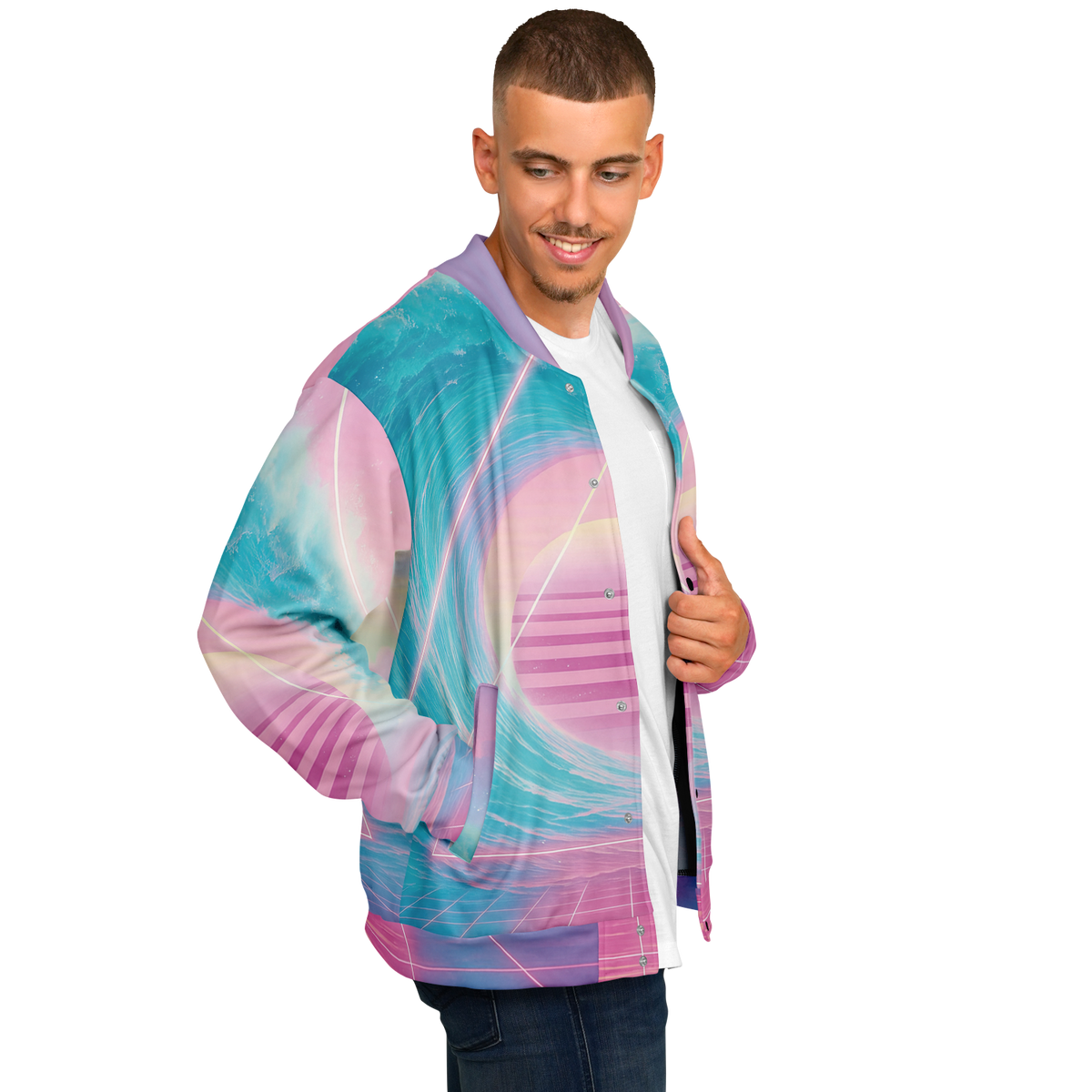 Grid Tide Varsity Jacket