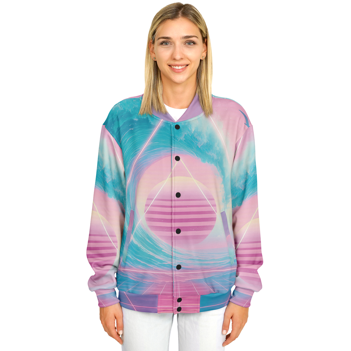 Grid Tide Varsity Jacket