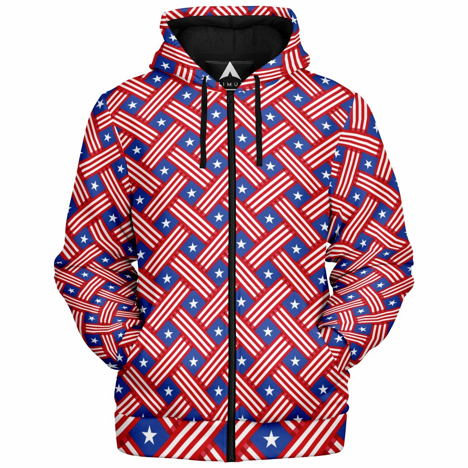 Stars and Stripes Sherpa Hoodie (Black Fur)
