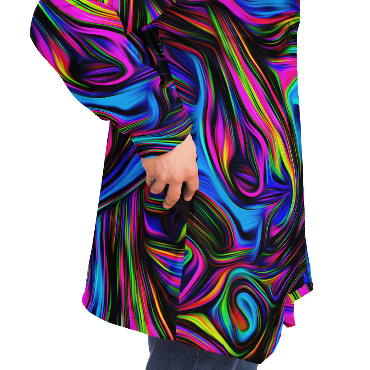 Psychedelic Waves Cloak (Black Fur)