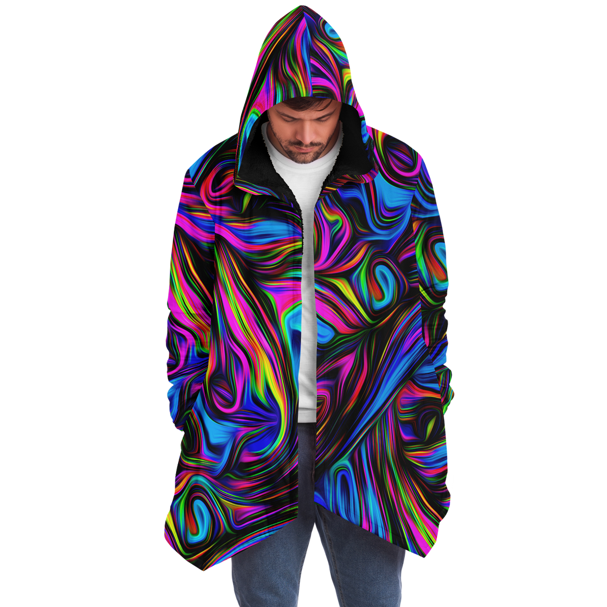 Psychedelic Waves Cloak (Black Fur)