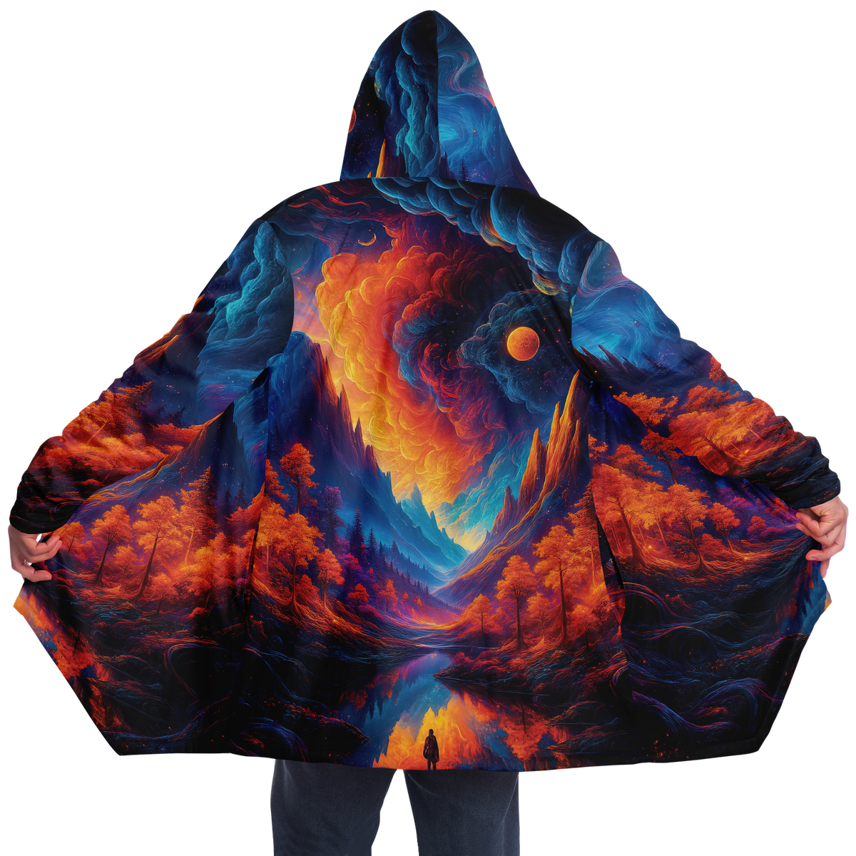 Wonderland Valley Cloak (Black Fur) - Festival Clothing, Rave Outfits, EDM Gear
