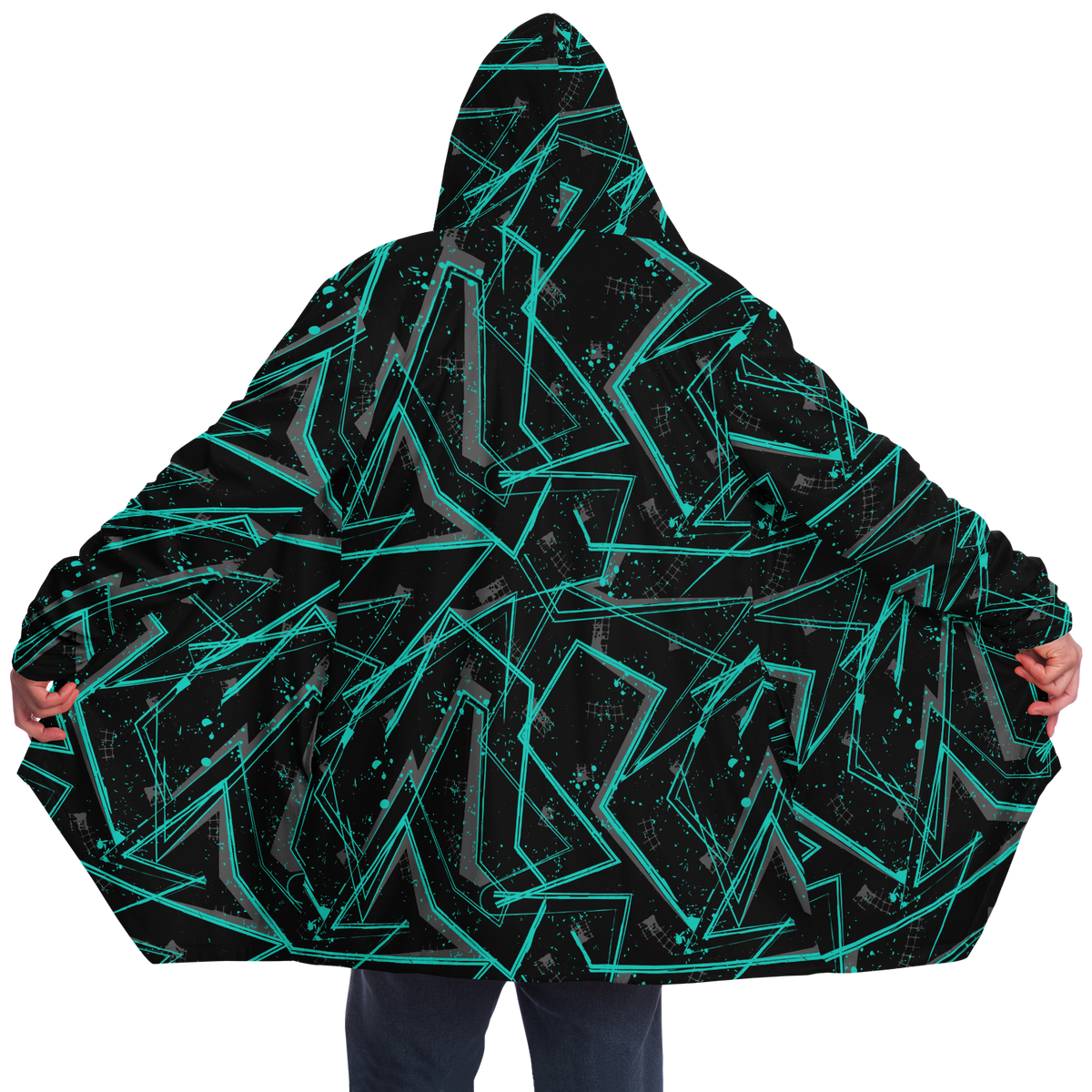 Electrostatic Cloak (Black Fur) - Festival Clothing, Rave Outfits, EDM Gear