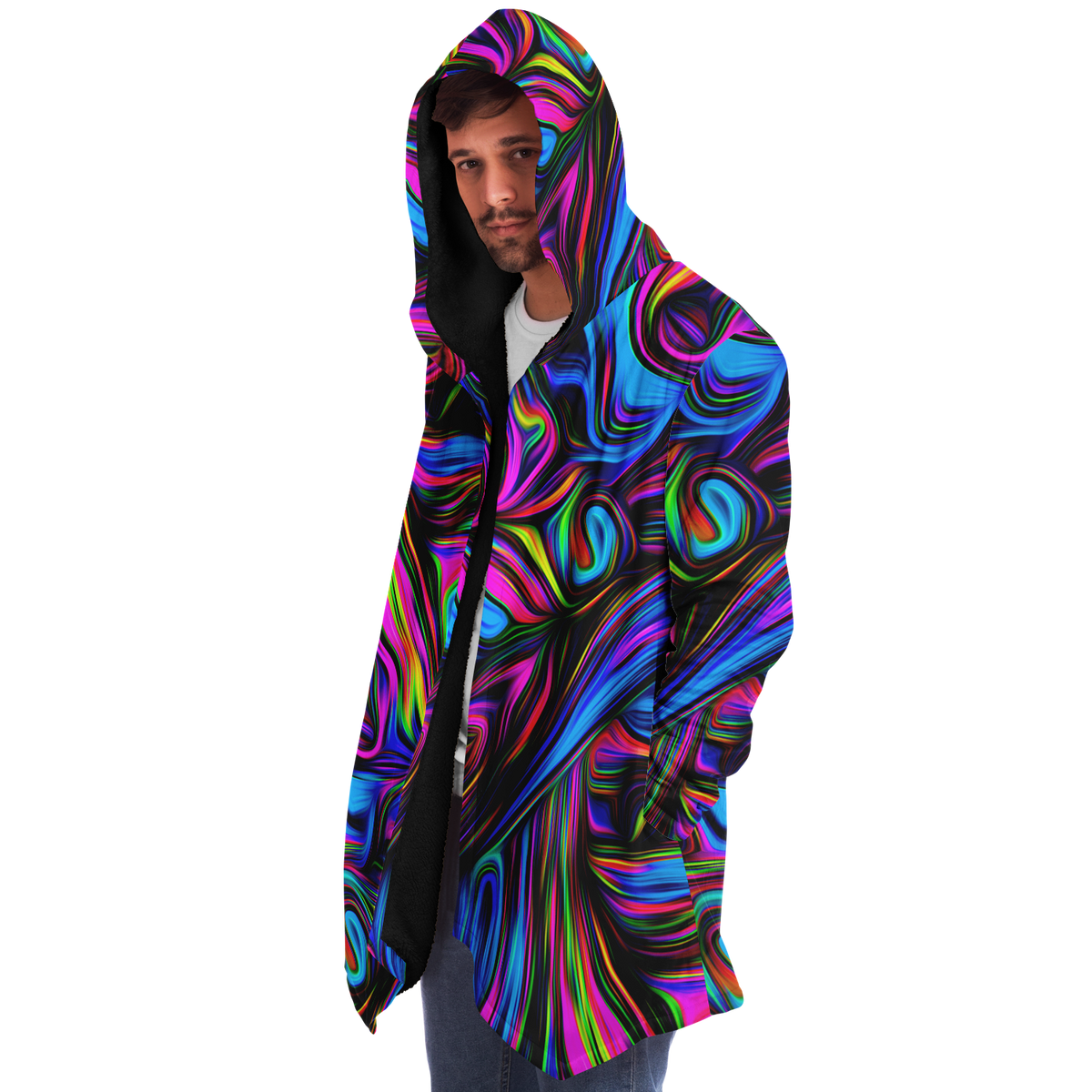 Psychedelic Waves Cloak (Black Fur)