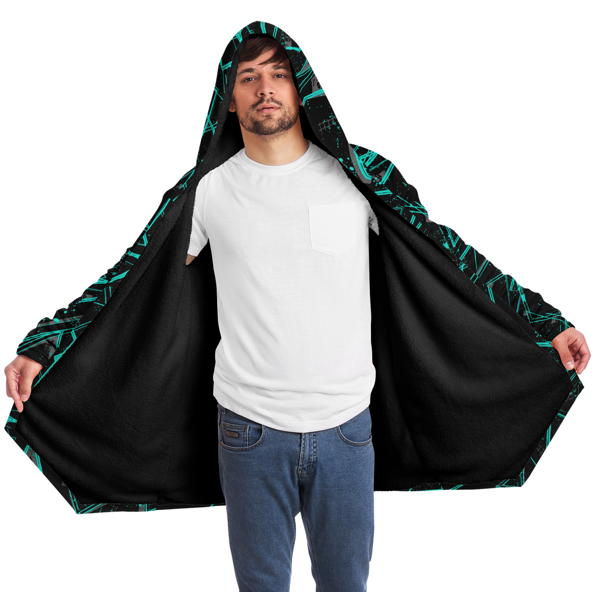 Electrostatic Cloak (Black Fur) - Festival Clothing, Rave Outfits, EDM Gear