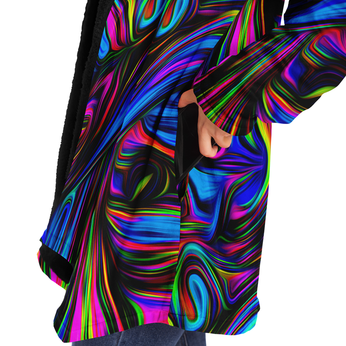 Psychedelic Waves Cloak (Black Fur)