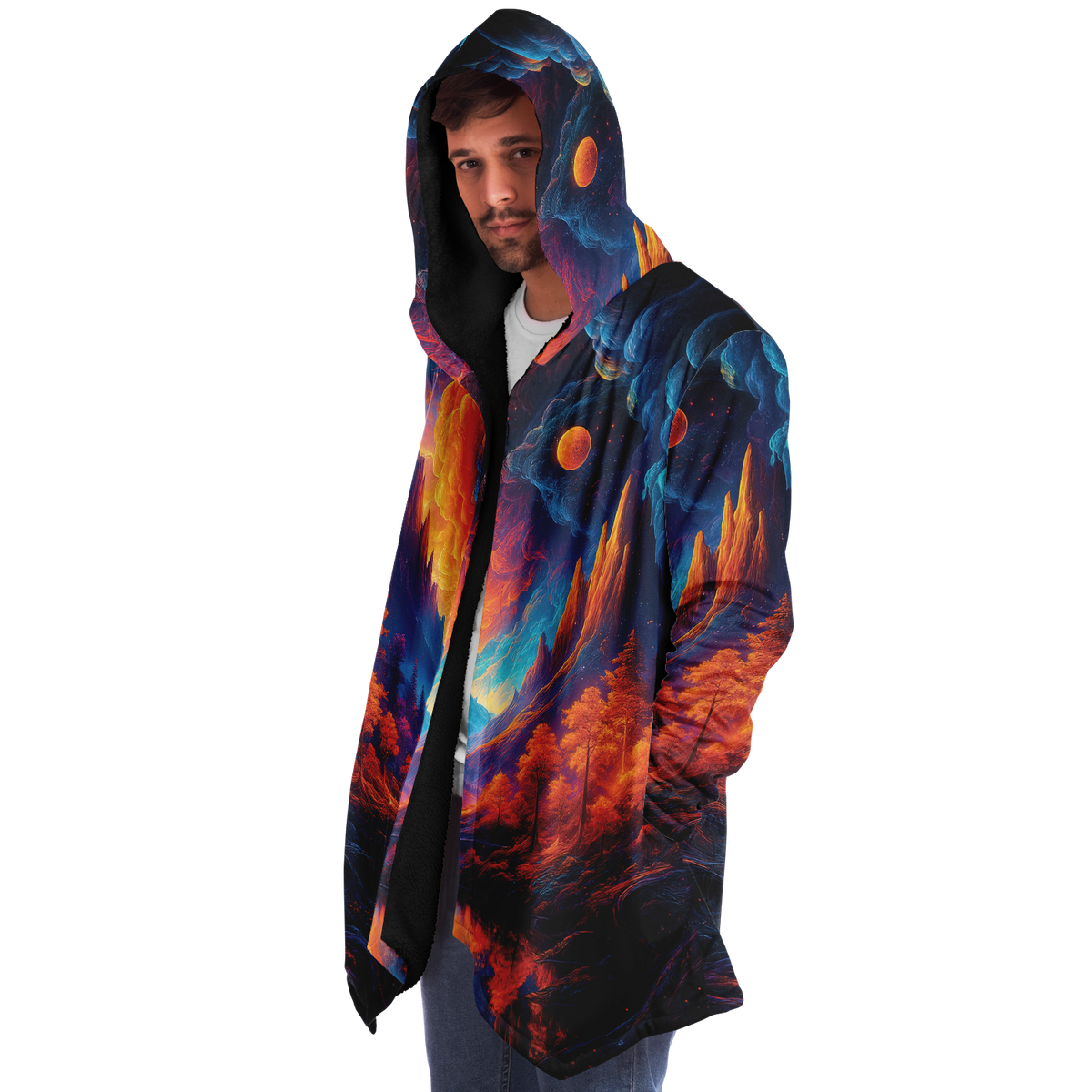 Wonderland Valley Cloak (Black Fur) - Festival Clothing, Rave Outfits, EDM Gear