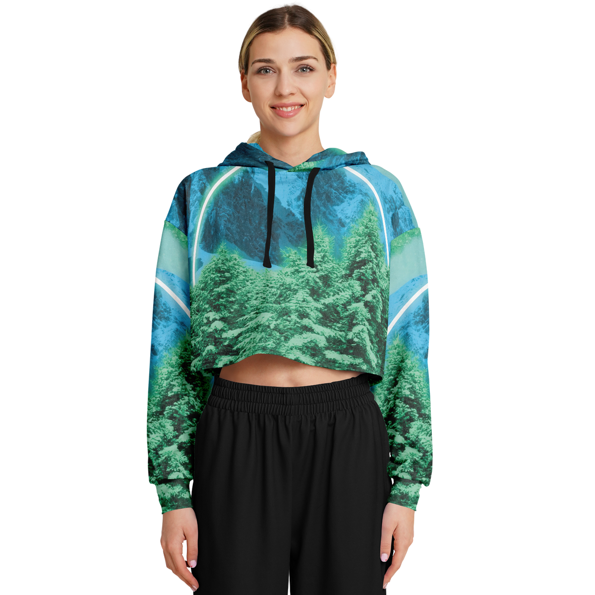 Minty Wonderland Cropped Hoodie
