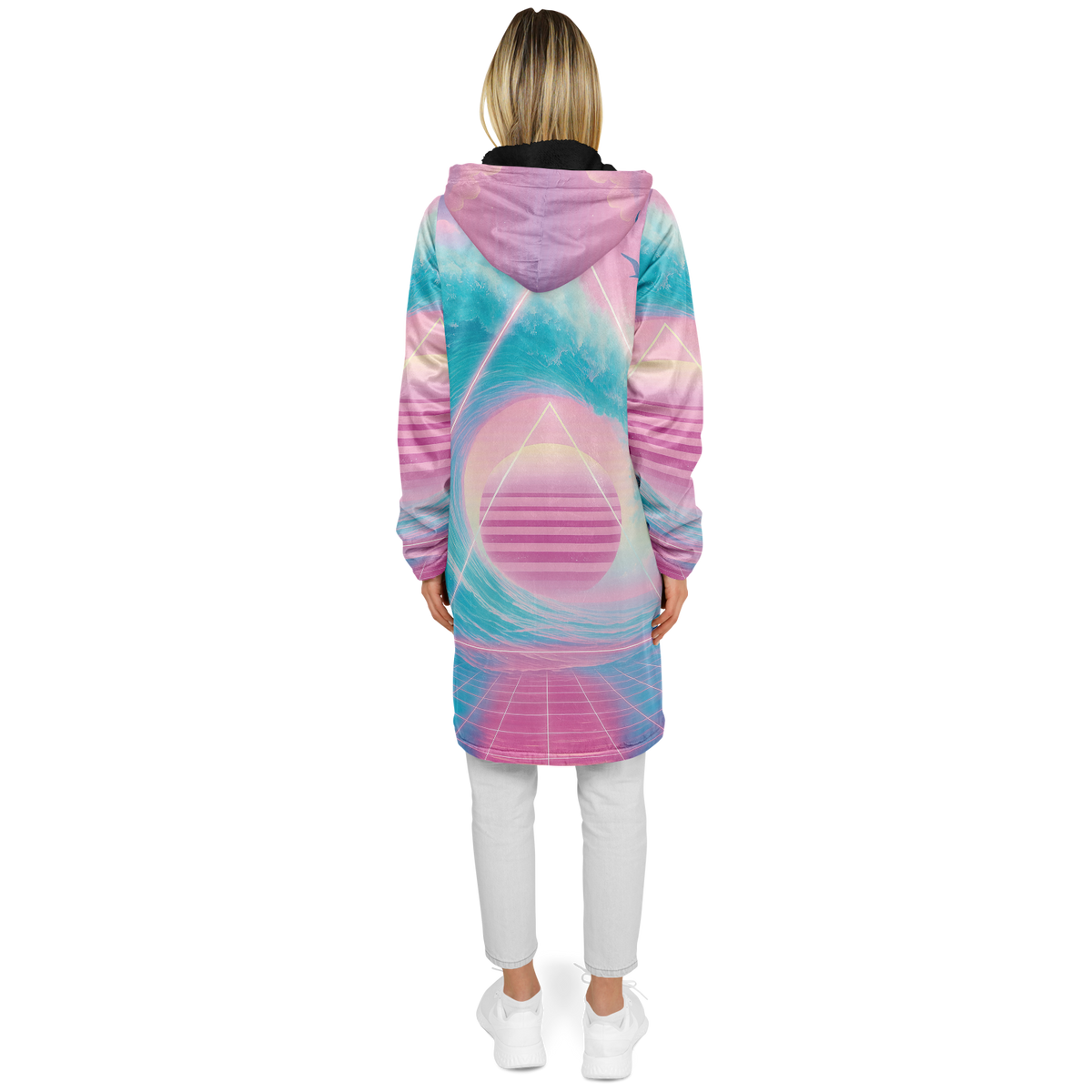 Grid Tide Zip Up Cloak