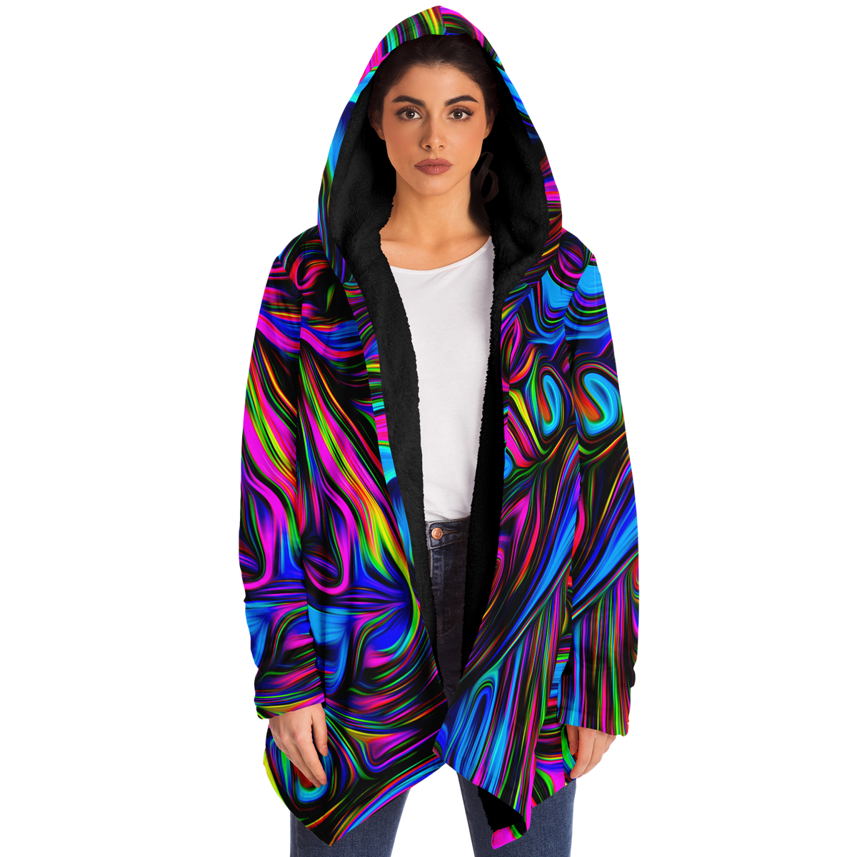 Psychedelic Waves Cloak (Black Fur)