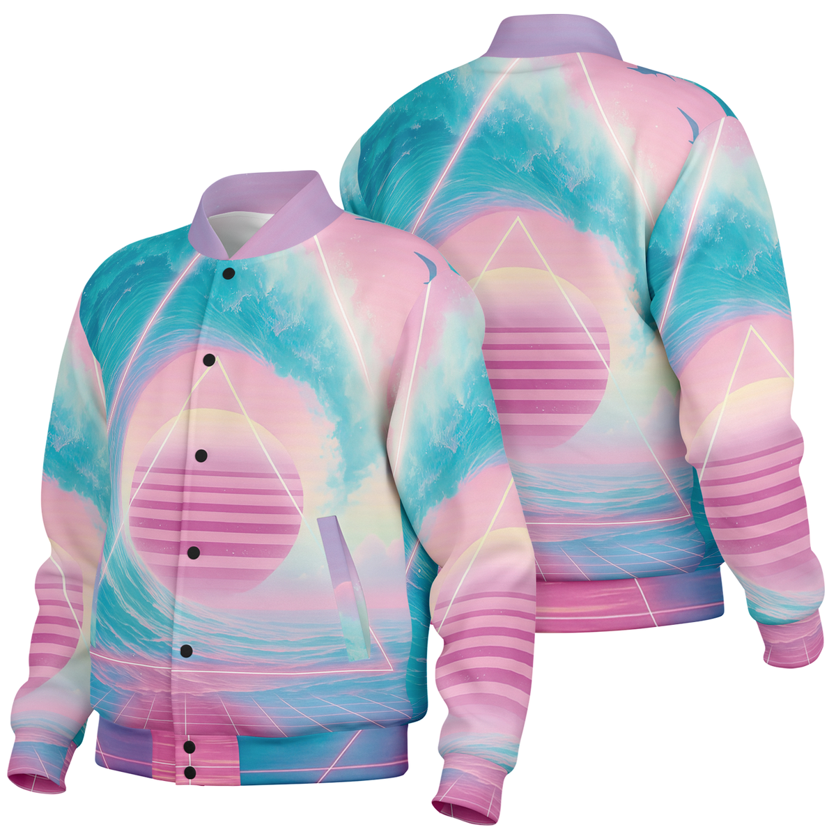 Grid Tide Varsity Jacket