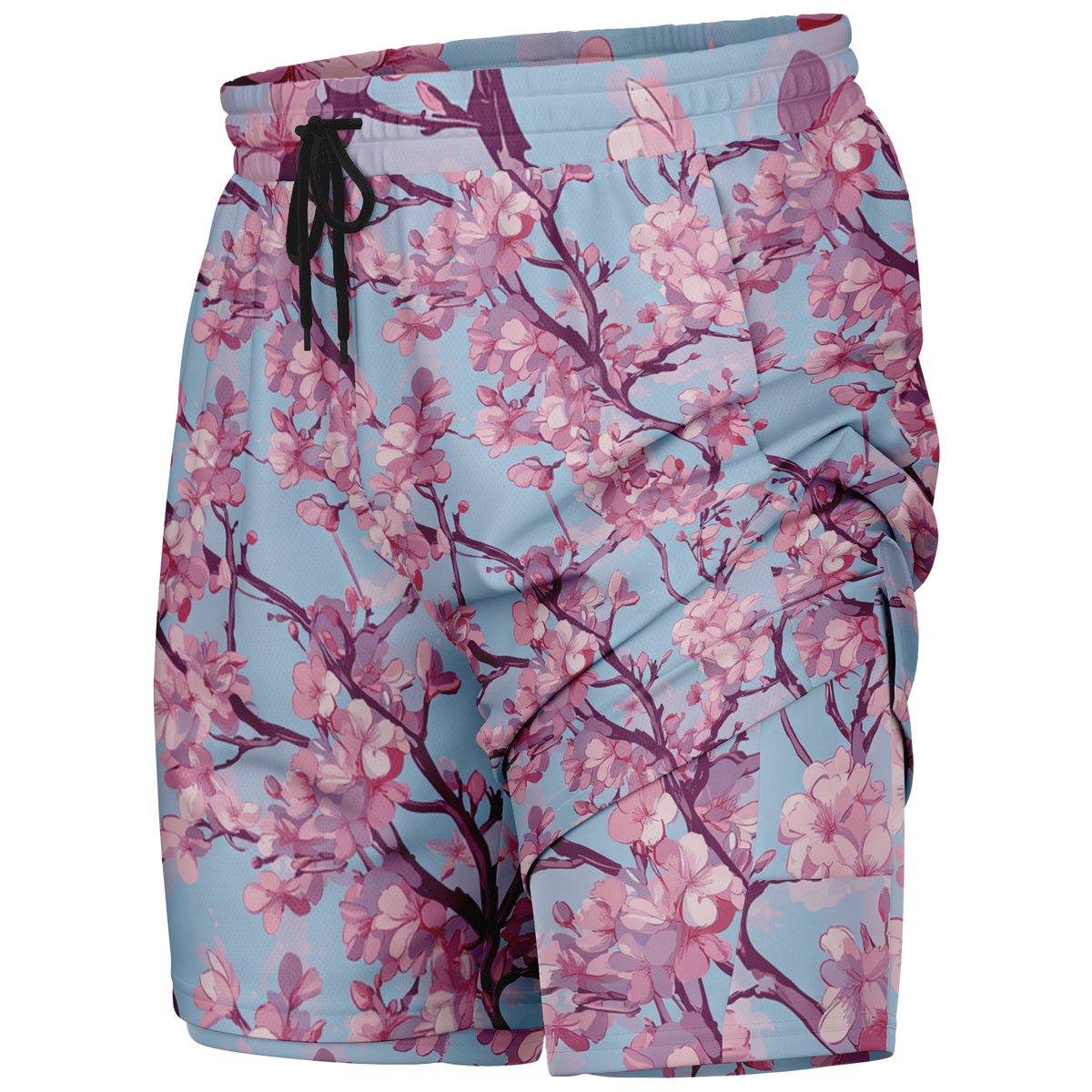 Cherry Blossom Men's 2 in 1 Shorts
