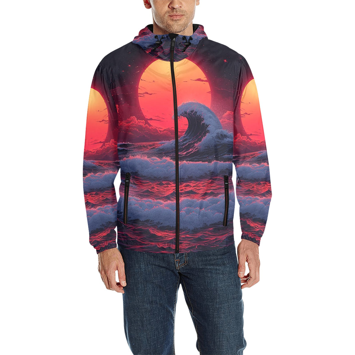 The Synthwave off Kanagawa Windbreaker