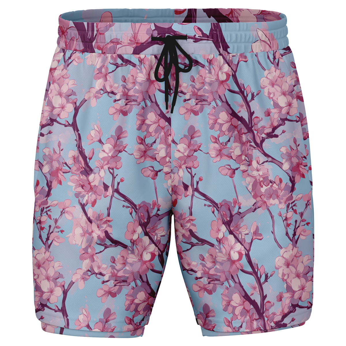 Cherry Blossom Men's 2 in 1 Shorts