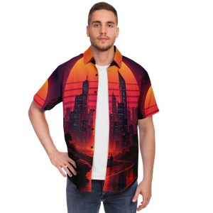 Neon Sunrise Button Down Shirt