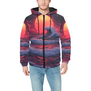 The Synthwave off Kanagawa Puffer Jacket