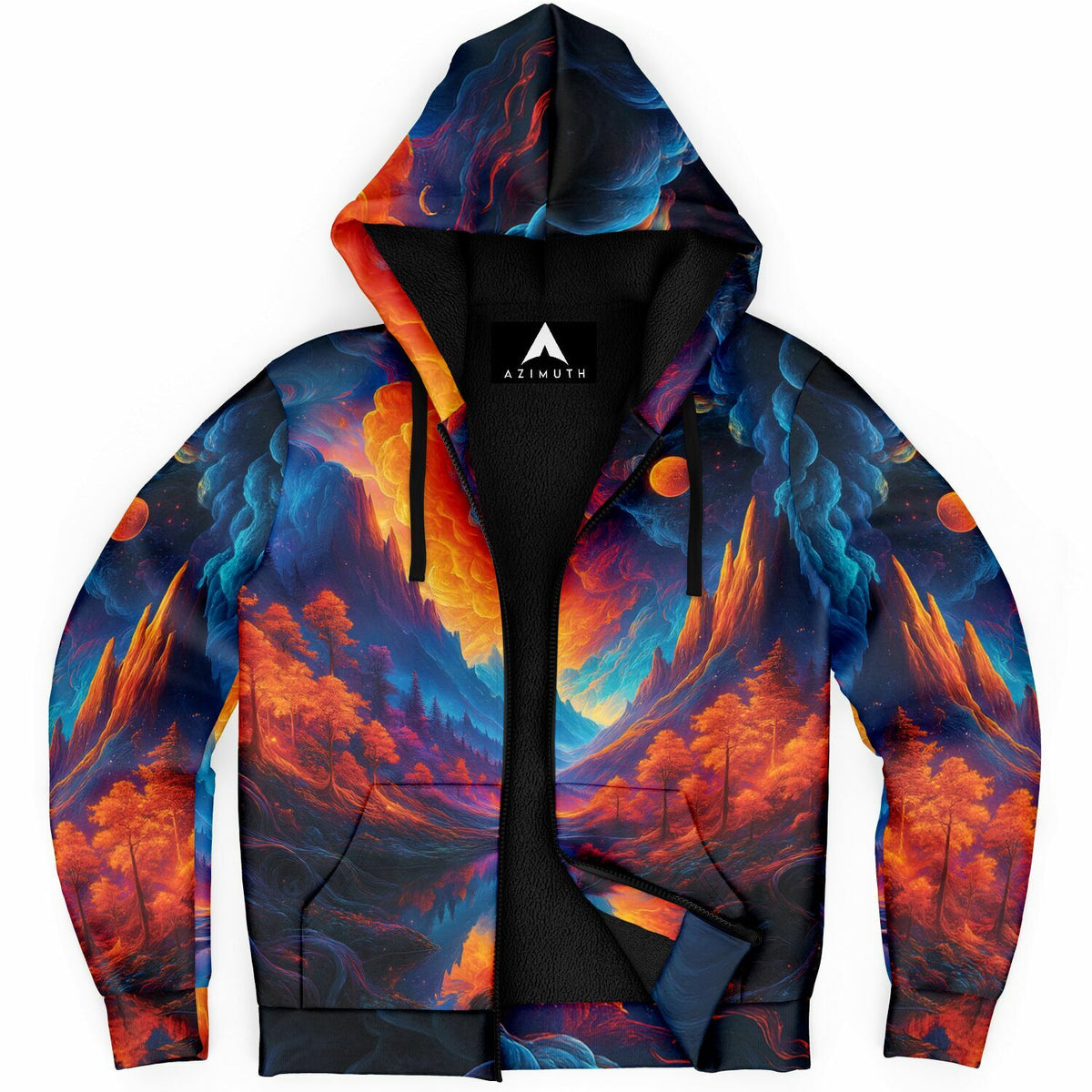 Wonderland Valley Sherpa Hoodie (Black Fur) - Festival Clothing, Rave Outfits, EDM Gear