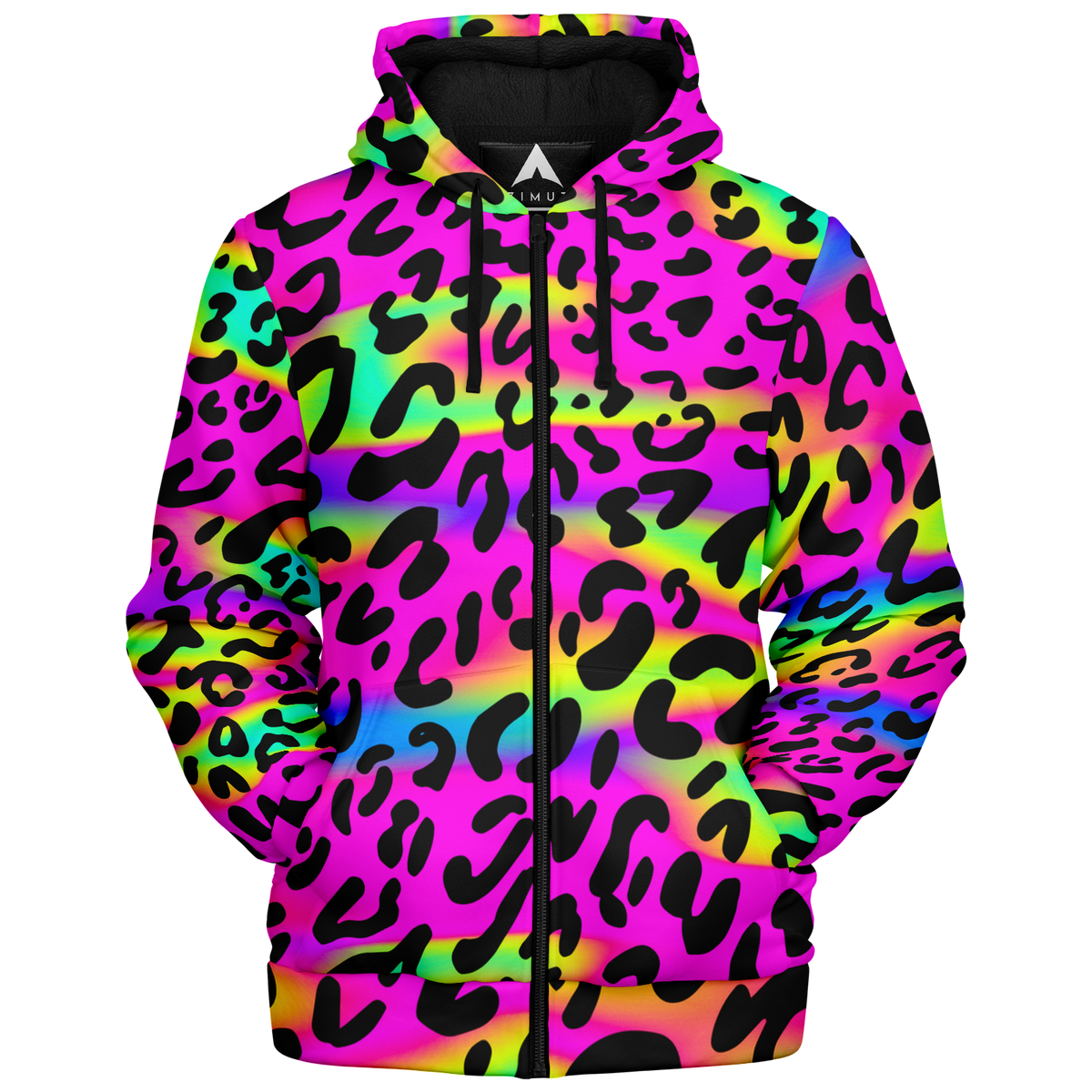 Rave Leopard Sherpa Hoodie (Black Fur)