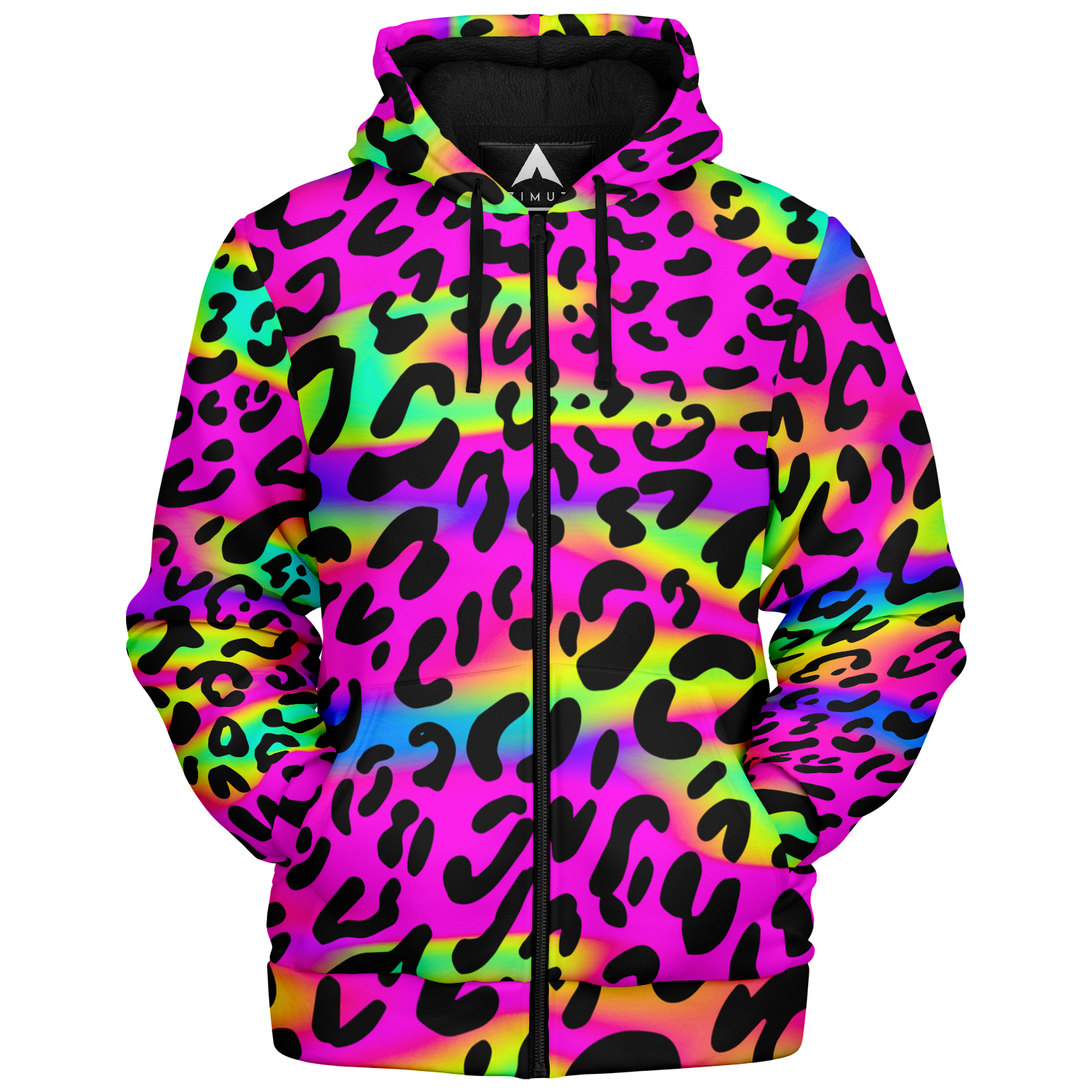 Rave Leopard Sherpa Hoodie (Black Fur) - Festival Clothing, Rave Outfits, EDM Gear